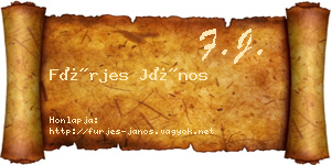 Fürjes János névjegykártya